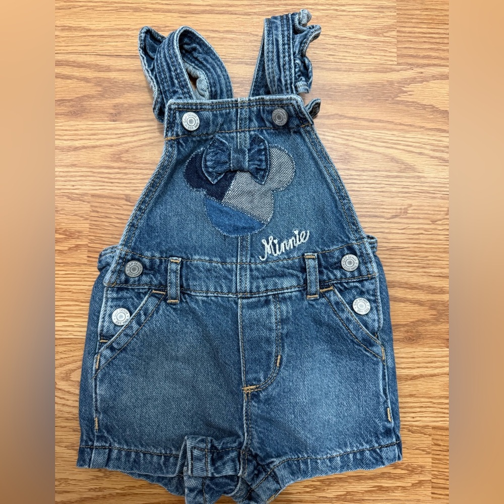 Disney x Baby Gap Minnie Mouse Blue Denim Overalls, Size 6-12 Months